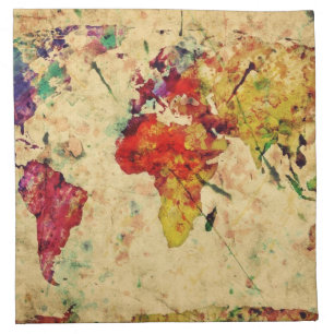 Vintage world map napkin
