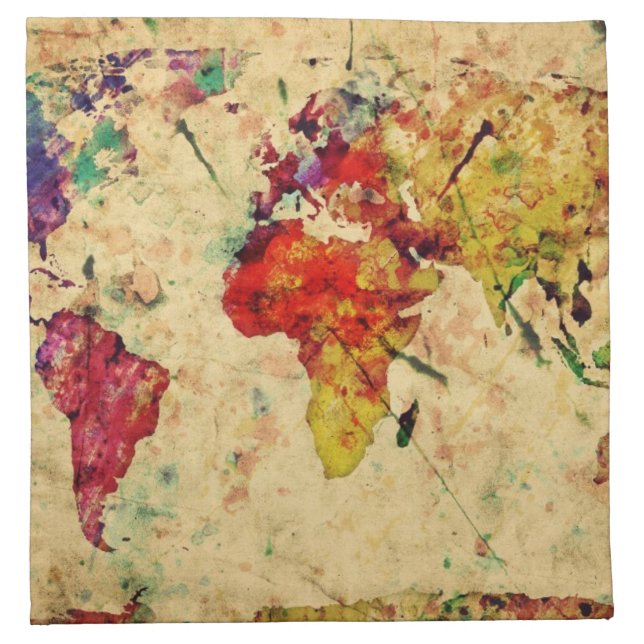 Vintage world map napkin (Front)
