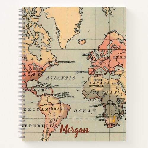 Vintage World Map Notebook