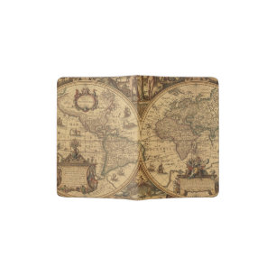 Vintage World Map Old Map Traveller Gift Passport Holder