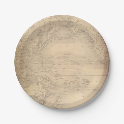 Vintage World Map Old Parchment Paper Plates - Vintage world travel map wedding paper plates