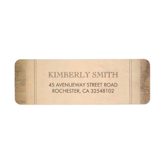 Vintage World Map Old Wedding Label (Front)