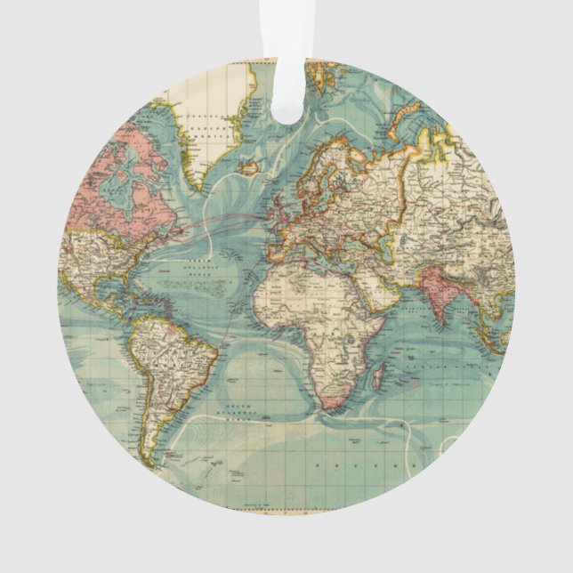 Vintage World Map Ornament (Back)