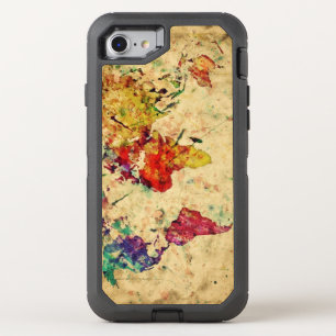 Vintage world map OtterBox defender iPhone SE/8/7 case