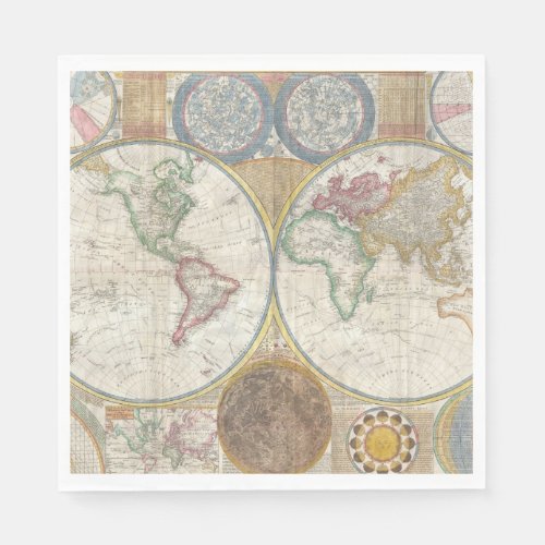 Vintage WORLD MAP Paper Napkins
