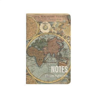 Vintage World Map Personalized Note Journal