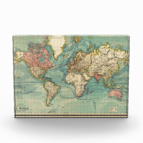 Vintage World Map Photo Block