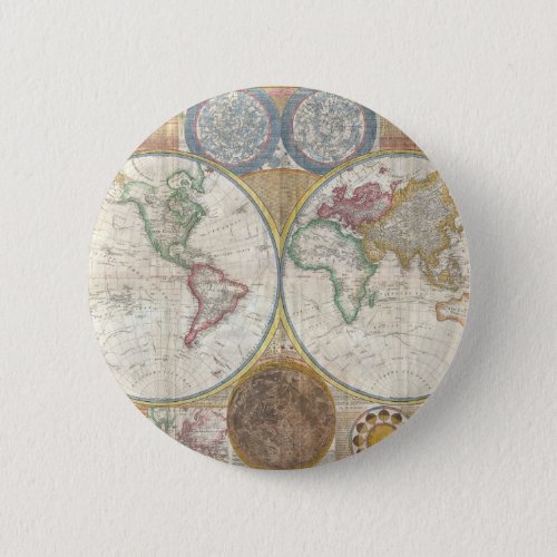 Vintage WORLD MAP Pinback Button