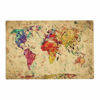 Vintage World Map Placemat by watercoloring at Zazzle