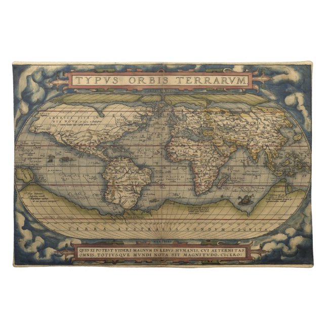 Vintage World Map Placemat (Front)