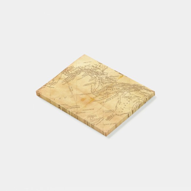Vintage world map post-it notes (Angled)
