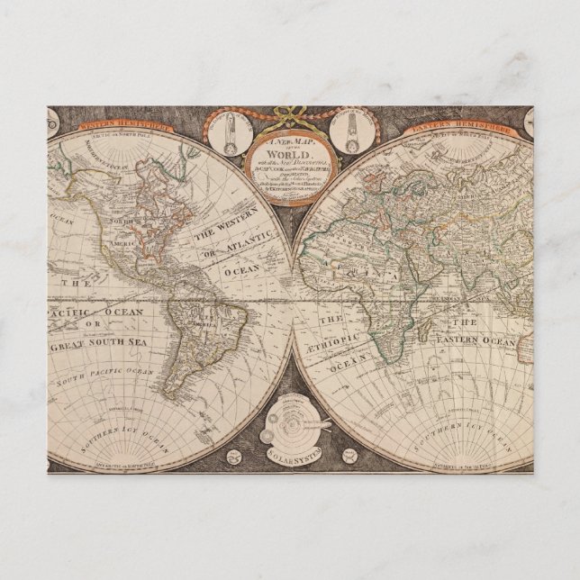 Vintage World Map Postcard (Front)