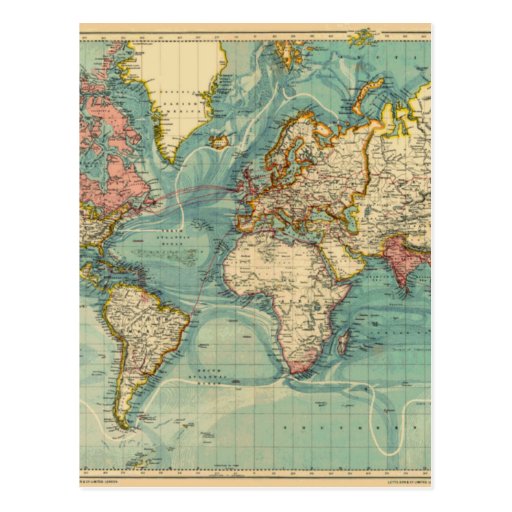 Vintage World Map Postcard | Zazzle