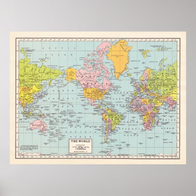 Vintage World Map Poster (Front)