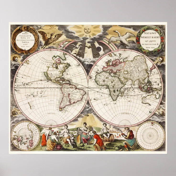 Vintage World Map Poster | Zazzle