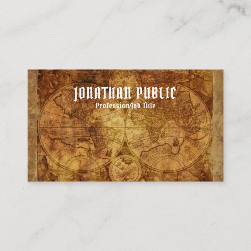 Vintage World Map Professional Premium Thick Luxe Business Card