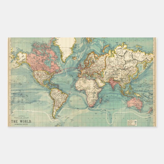 Vintage World Map Rectangular Sticker (Front)