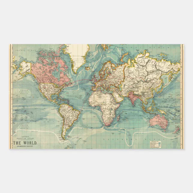 Vintage World Map Rectangular Sticker | Zazzle