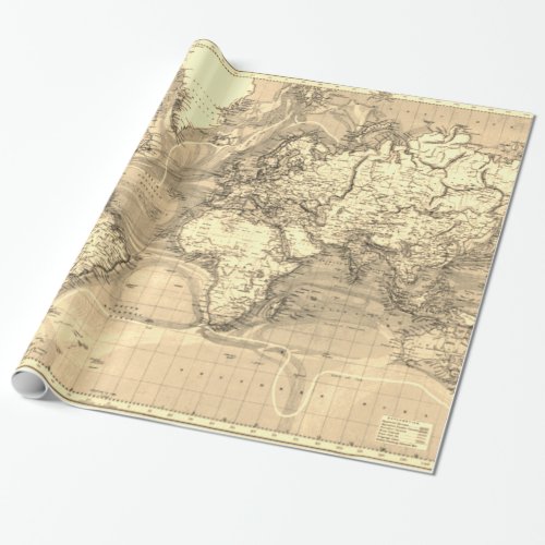 Vintage World Map Sepia Wrapping Paper