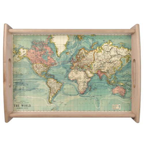 Vintage World Map Serving Tray