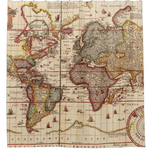 Vintage World Map Shower Curtain