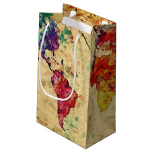 Vintage world map small gift bag