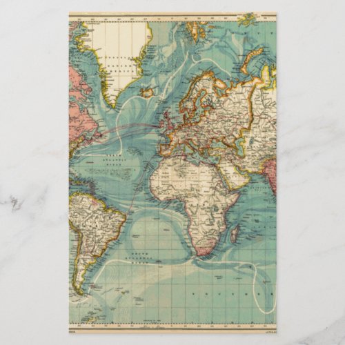 Vintage World Map Stationery