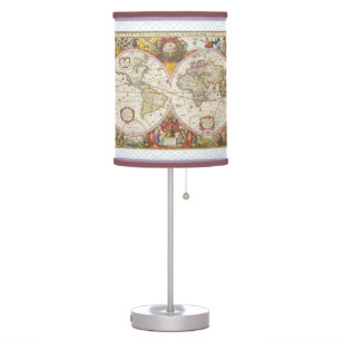 Vintage World Map Table Lamp