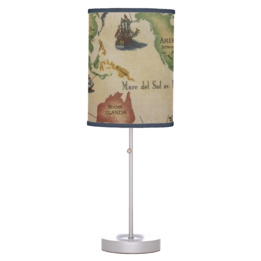 Vintage World Map Table Lamp (Front)
