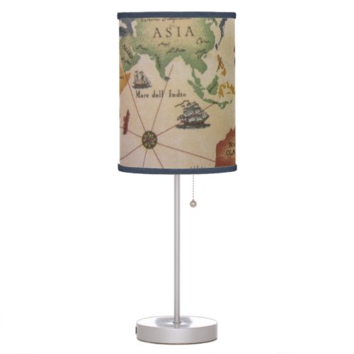 Vintage World Map Table Lamp