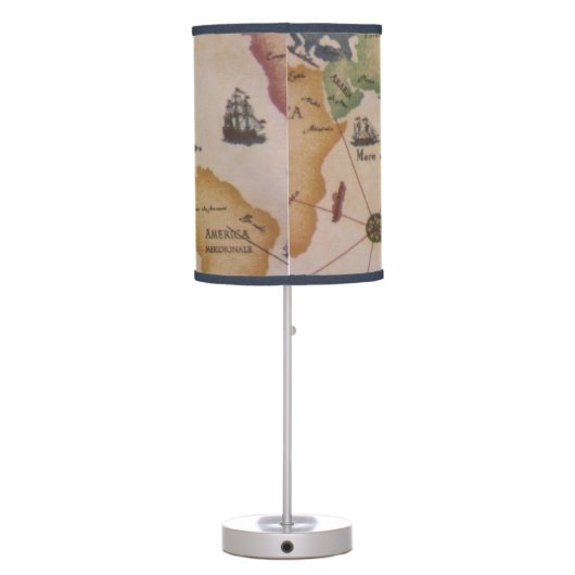 Vintage World Map Table Lamp (Back)