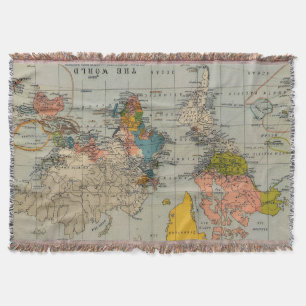 vintage world map throw blanket