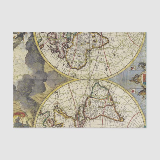Vintage World Map Tissue Paper (Front)
