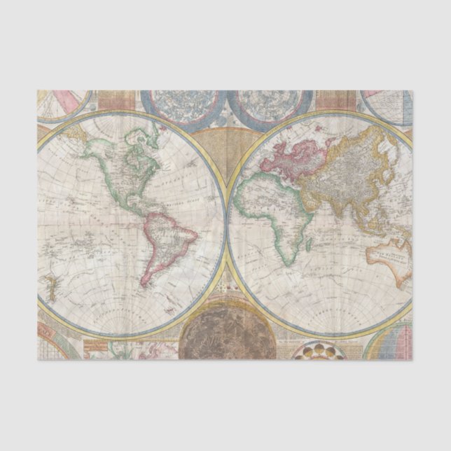 Vintage World Map Tissue Paper (Front)