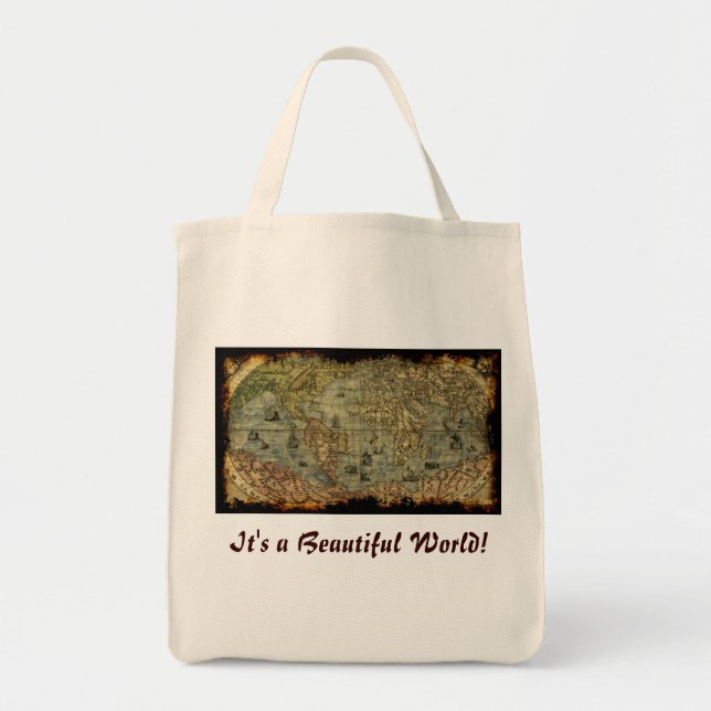 Vintage World Map Tote Bag (Front)