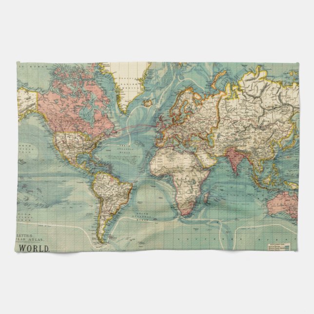 Vintage World Map Towel (Horizontal)