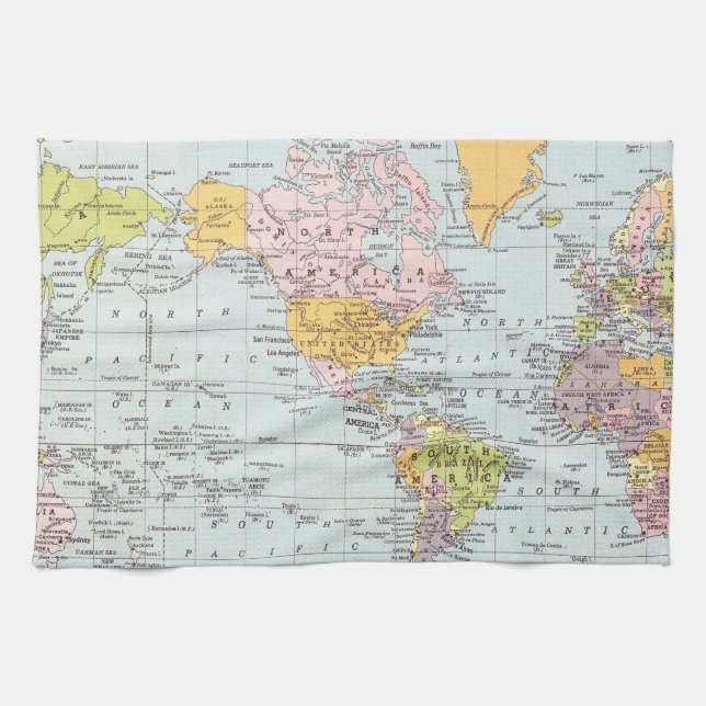 Vintage World Map Towel (Horizontal)