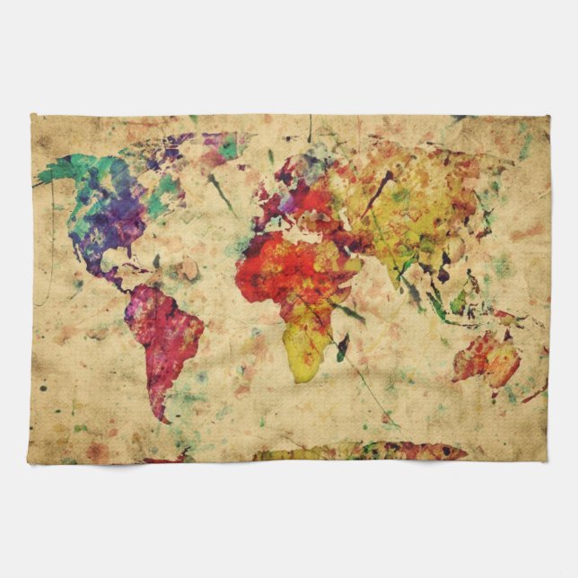 Vintage world map towel (Horizontal)