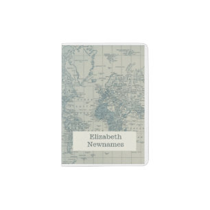 Vintage World Map travel Passport Holder