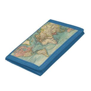 Vintage World Map Tri-fold Wallet