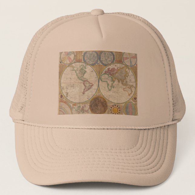 Vintage World Map Trucker Hat (Front)