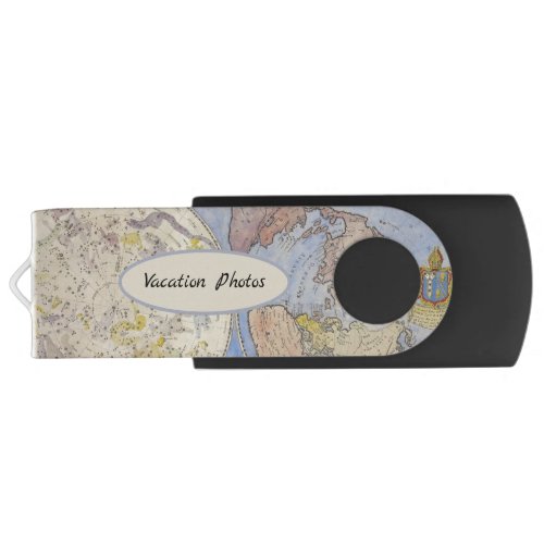 Vintage World Map Vacation Photos Travel Theme Flash Drive