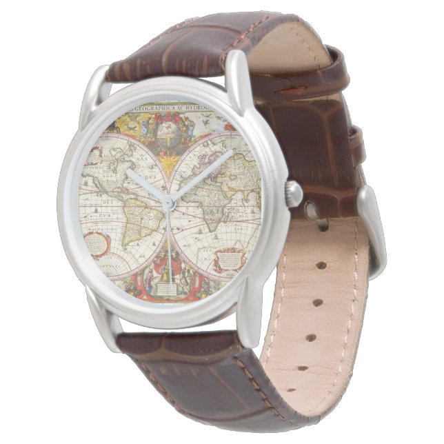 Vintage World Map Watch (Angled)
