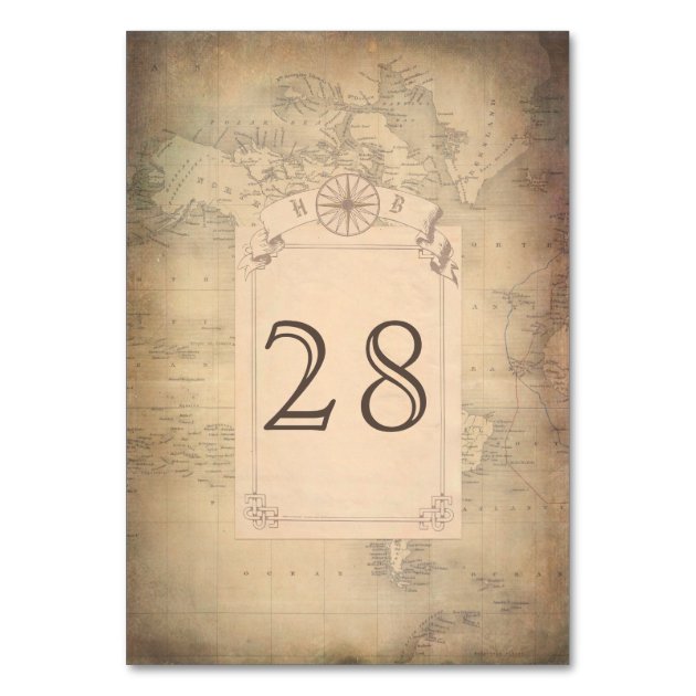 Vintage World Map Wedding Invitation