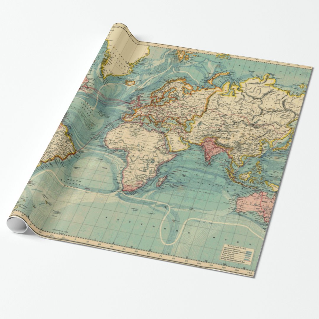 Vintage World Map Wrapping Paper | Zazzle