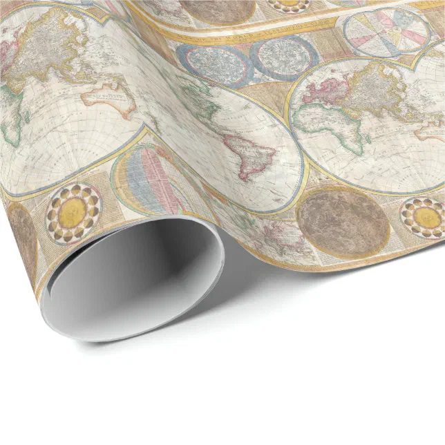 Vintage WORLD MAP Wrapping Paper | Zazzle