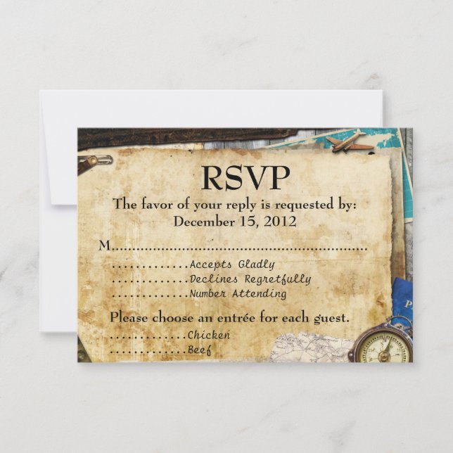 Vintage World Travel Bar/Bat Mitzvah RSVP (Front)