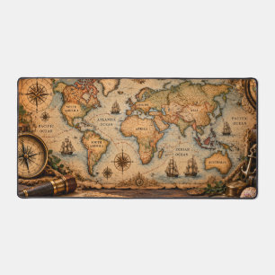 Vintage World Travel Map Desk Mat