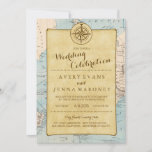 Vintage World Travel Map Wedding Invitation at Zazzle