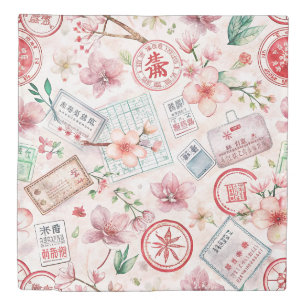 Vintage World Travel Stamp Pattern (1) Duvet Cover